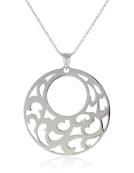 Sterling Silver Laser-Cut Floral Motif Round Pendant Necklace, 18"