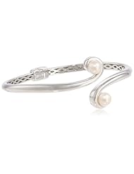Sterling Silver Freshwater Cultured Pearl Bypass Bangle Bracelet