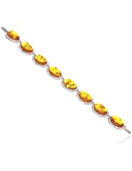 Simple Collection Baltic Honey Amber and Sterling Silver Large Oval Bracelet, 8.5"