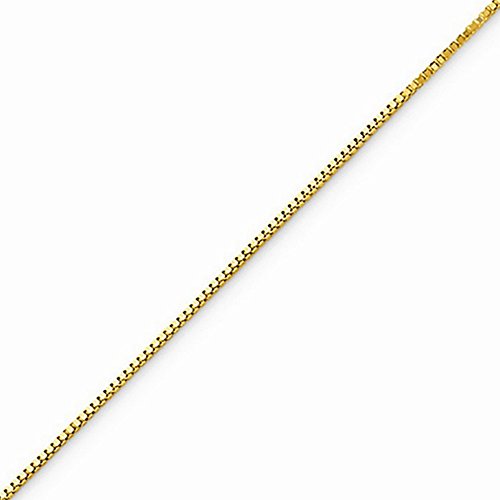 10k Gold Solid Box Chain Necklace with Spring Ring (0.4mm)