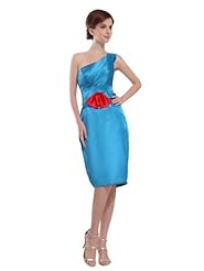Sheath Satin One Shoulder  Party Dress/Mini Dress  With a Bow(s) and a Sash 