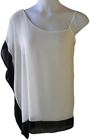 Plus Size Women's Crinkle Chiffon One Shoulder Kimono Sleeve Top (2XL, White)