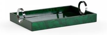 Wildwood Lamps 300713 Malachite Tray, Polished Nickel Handles