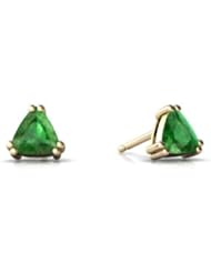 Genuine Emerald 14kt Yellow Gold Stud Earrings