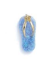 14k Light Blue Created Opal Flip-Flop Pendant - JewelryWeb