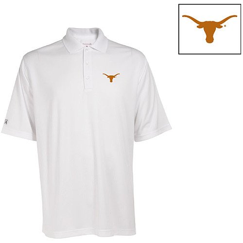 NCAA Men's Texas Longhorns Exceed Desert Dry Lite Polo (White, Medium)