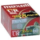 Maxell UR-60 Blank Audio Cassette Tape, 8 Pack