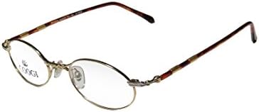 New &amp; Season &amp; Genuine - Brand: Paolo Gucci Style/model: 7424r Gender: Mens/Womens Prescription Ready Demo Lens Oval Full-rim Eyeglasses/Eyeglass Frame (46-21-140, Shiny Gold / Havana)