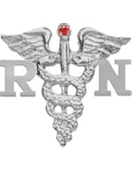 NursingPin - Registered Nurse RN Nursing Graduation Lapel Pin with Ruby in Sterling Silver