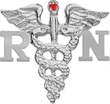 NursingPin - Registered Nurse RN Nursing Graduation Lapel Pin with Ruby in Sterling Silver
