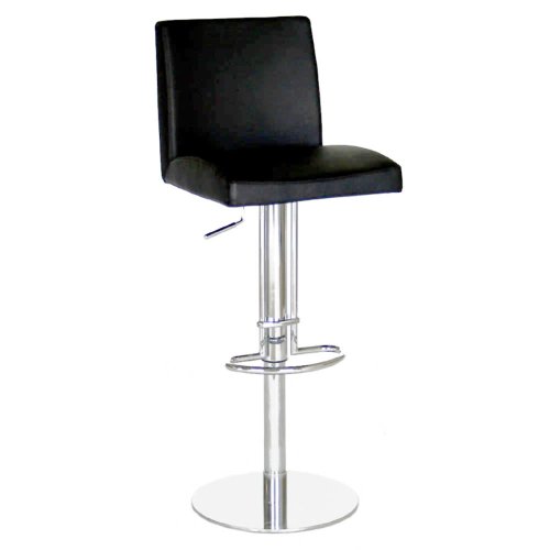 Baxton Studio Adjustable Swivel Full Leather Barstool, Black