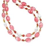 .925 Silver, Cherry Quartz, Pearl, Carnelian and Crystal Necklace- 18