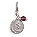 Sterling Silver Cupid Tag Charm with Amethyst Bead title=