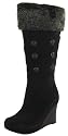 VOLATILE Sasha Womens Suede Wedge Heels Boots Shoes Brown Fur Zip-Up Knee-High Dress Casual