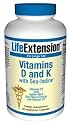 Life Extension Vitamin D with Sea Iodine and Vitamin K2, Vegetarian Capsules, 60-Count