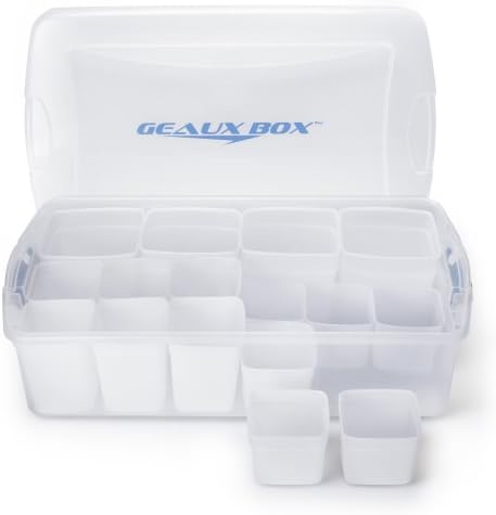 Extra Large Clear Plastic Storage Container Organizer Box with Divider Bin Compartments and Latch Lid - Underbed or Portable Stackable "Go Box", 27"x16"x7"