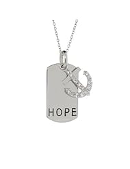 Hope CZ Anchor Dog Tag Pendant