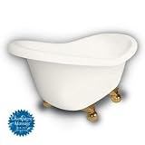 American Bath Factory B1-1600-BB-DM3-M2-35-PB-C1-LH Princess Slipper Clawfoot Bathtub in Bisque, Can