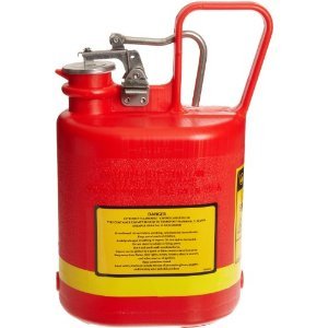Justrite 14160 1 Gallon Type I Red Oval Polyethylene Safety Can W/stainless Steel Hardware
