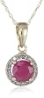 10k Yellow Gold Round Ruby Diamond-Framed Pendant Necklace, 18"