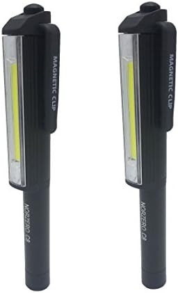 NORZERO C8 COB Work Light Emergency Nightlight LED Flashlight with Magnetic Base and Clip (C8 Black 2 Pieces)