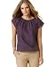 MICHAEL Michael Kors Pleated-Neckline Cap-Sleeve Silk Top