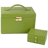 Jewelry Box With Travel Case Lime Genuine Leather by Tech Swiss
