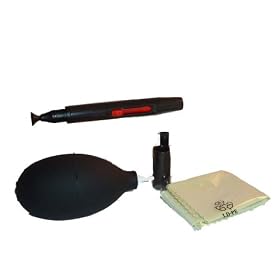 Kit de nettoyage photo noir 4-en-1 - Lens Pen LensPen / soufflerie en silicone / tissu pour Nikon D2, D2x, D3, D3x, D60, D80, D90, D200, D300, D700, D7000,D5000,D3000,D3100, Canon 30D 40D,50D,60D,7D,5D, 1D, 400D , 450D, 500D, 550D, 1000D, SX1, SX30, SX20 IS, Olympus E3, E10, E20, E30, E410, E420, E450, E510,E520,E620,E-P1,E-P2,EP-L1,Pentax K200D, K100D,K7,Panasonic Lumix DMC-L10, G1, GF1, GH1, Fuji Fujifilm FinePix S100fs, S200EXR, S602,Sony Alpha A230,A330,A350,A380,A390,A450,A490,A500,A550,A700,A800,A850,A900,A33,A55,Nex-5,DSLR/SLR