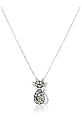 Sterling Silver Crystal Cat Pendant Necklace