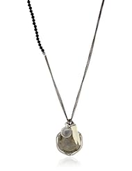 M.Cohen Handmade Designs Half and Half Onyx Beads and Double Silver Strand Necklace