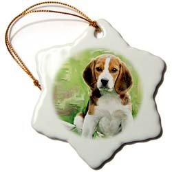Beagle Puppy - 3 Inch Snowflake Porcelain Ornament