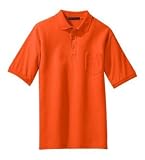 NEW Port Authority - Silk Touch Pique Knit Sport Shirt with Pocket Orange-2XL