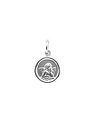 10 mm Round Angel Pendant Medal in 14K White Gold