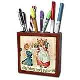 Sandy Mertens Vintage Halloween Designs - Vintage Best Wishes for Halloween - Tile Pen Holders-5 inch tile pen holder