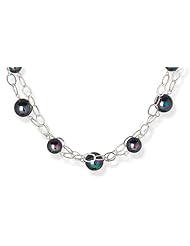 16"+2"Extension Double Strand Grey Glass Pearl Necklace