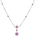 14k White Gold Lab-Created Pink Sapphire Floral Drop Necklace, 18
