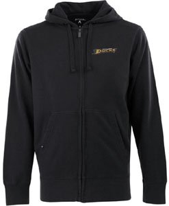 Antigua Men's NHL Anaheim Ducks Signature Hood Long Sleeve Full-Zip Fleece, Black, XX-Large