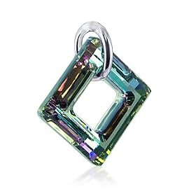 Buy Square Vitrial Light Swarovski Crystal Sterling Silver Pendant Charm by Gem Avenue