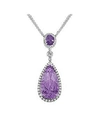3.71Ct Oval & Pear Cut Purple Amethyst & Diamond Pendant 18k Gold