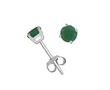 Sterling Silver 4mm Round Emerald Earrings
