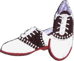1950's Retro Bowling Shoes (50's Rockabilly Saddle Shoes) - Embroidered Iron On or Sew On Patch