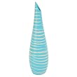 Handmade Terracotta Royal Blue Vase with Beige Stripes