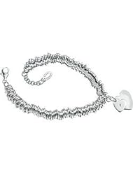 Silver Double Hearts Diamond Charm Children Bracelet (5 1/4-6 1/4 in)