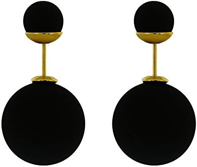 Modern Gems Peek a Boo Tribal Double Sided Stud Ball Earrings - Black