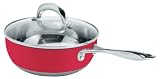 blinQ 3.0 Quart Glass-Covered Chef's Pan Berry Red