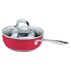 blinQ 3.0 Quart Glass-Covered Chef's Pan Berry Red by Blinq