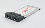 High Grade - PCMCIA card with 1x 4pin and 2x 6pin Firewire / i.LINK ports - Works with Sony, Panasonic, Lenovo, Dell, HP, Toshiba, Samsung, Fujitsu, Acer, MSI, Hewlett Packard & Asus - Connect your Camcorder / Handycam / External Hard Drives to your Laptop - 4 to 6 Pin Firewire / i.LINK cable Included
