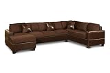 Bobkona 3Piece El Dorado Sectional Sofa Set With Armed Chaise Reversible In Chocolate Color 6seat