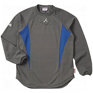 MLB Atlanta Braves Adult Long Sleeve Crew Tech Fleece Pllovr (Pro Granite/Pro Navy, Large)