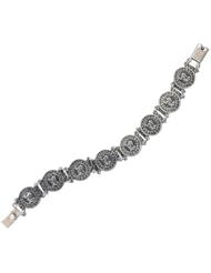 Mayan Calendar Bracelet Lock Clasp Antiqued Sterling Silver
